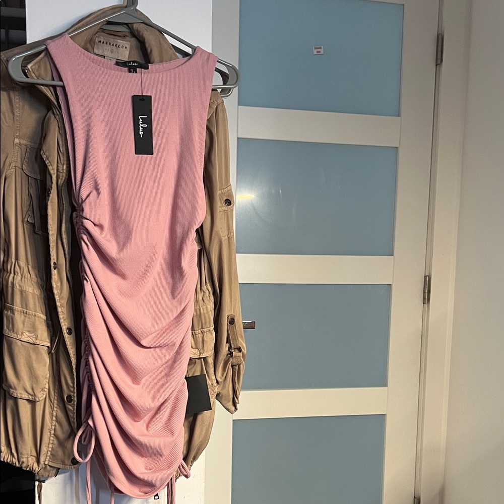 Lulu's Pink Ruched Mini Dress